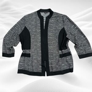 Misook Black Knit Cardigan Sweater Womens X-Large Jacket Zip Front Long‎ Sleeve